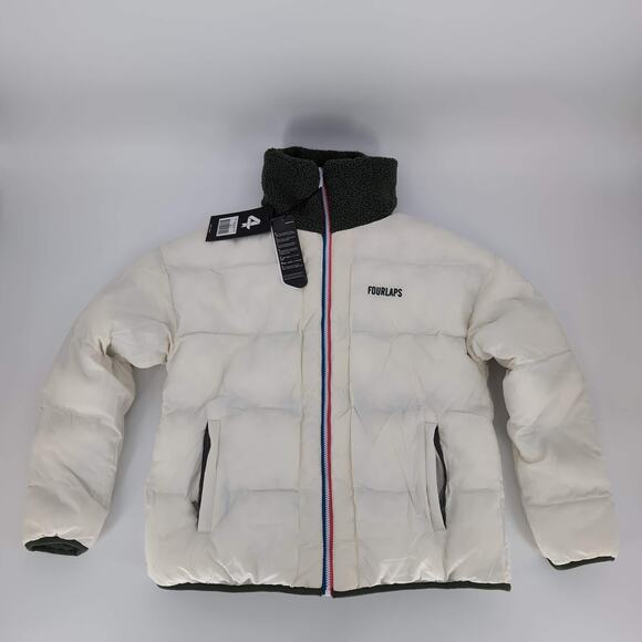 Fourlaps Polar Quilted Reversible Unisex Thyme/White Sherpa Jacket - Size S -NWT - Picture 11 of 15